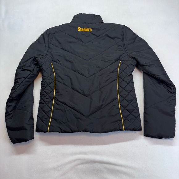 Pittsburgh Steelers Women's Puffer Jacket Black Yellow NFL Team Apparel Size Med - Picture 8 of 8